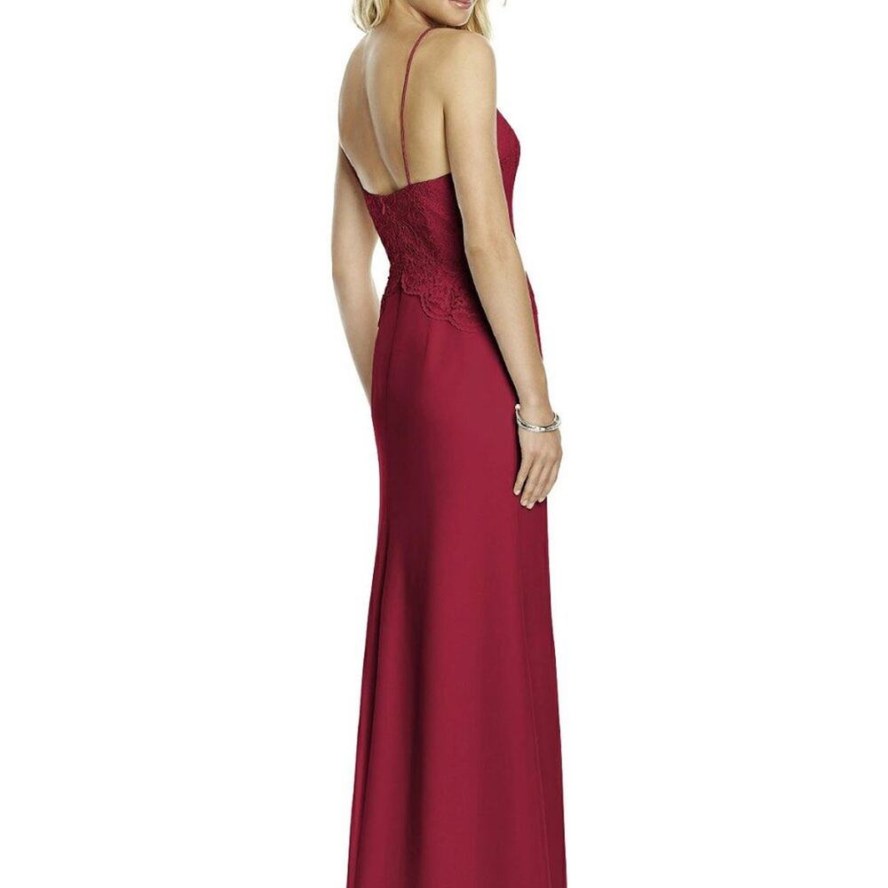 After Six Lace Bodice Matte Chiffon Full Length Bridesmaid Formal Dress 14 - Picture 6 of 12